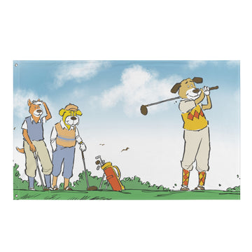 Golfing Dogs Landscape - Flag