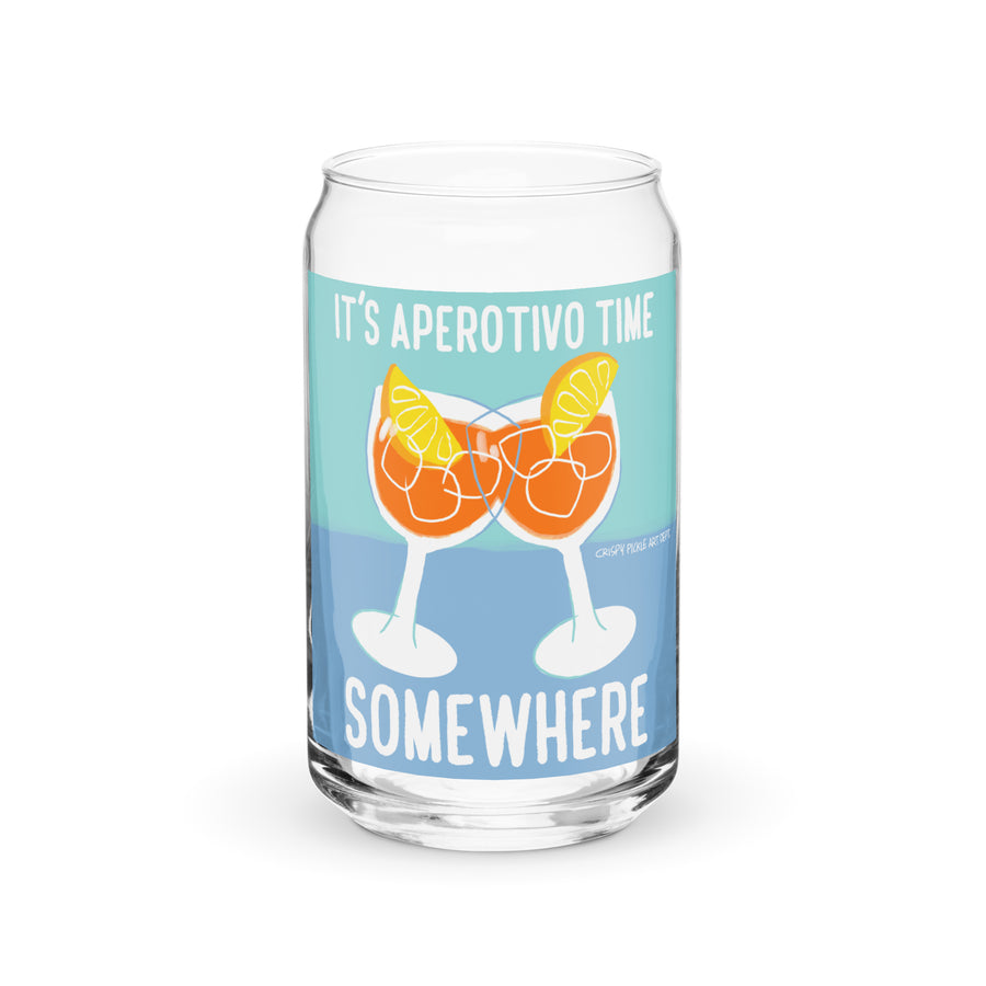 It's Aperotivo Time Somewhere - Can-Shaped Glass