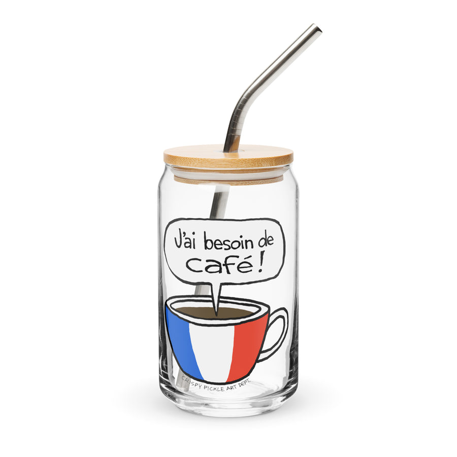 J'ai Besoin de Café! - Can-Shaped Glass