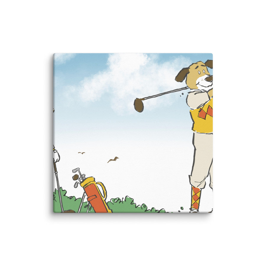 Golfing Dogs Landscape - Canvas