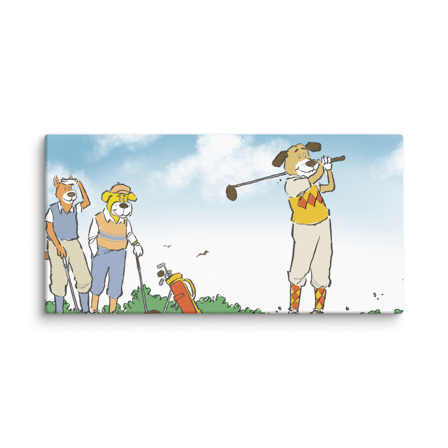 Golfing Dogs Landscape - Canvas