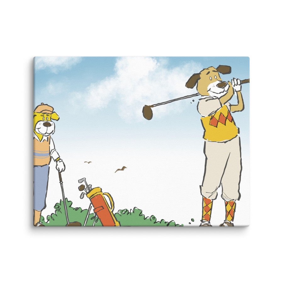 Golfing Dogs Landscape - Canvas