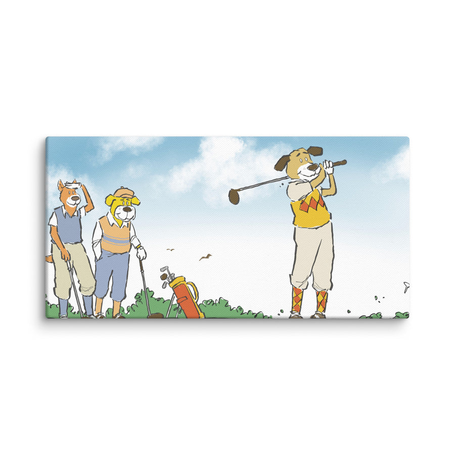 Golfing Dogs Landscape - Canvas