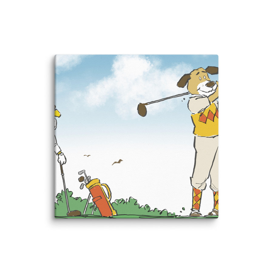 Golfing Dogs Landscape - Canvas