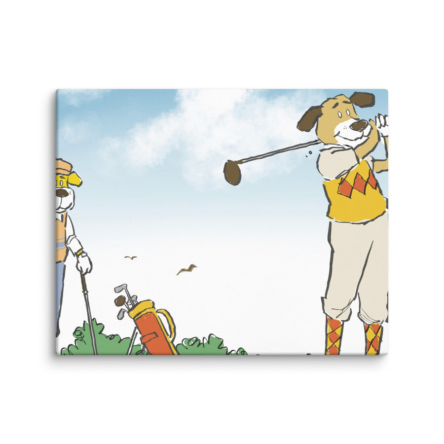 Golfing Dogs Landscape - Canvas