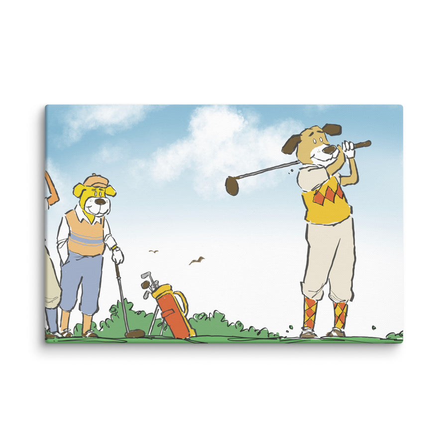 Golfing Dogs Landscape - Canvas