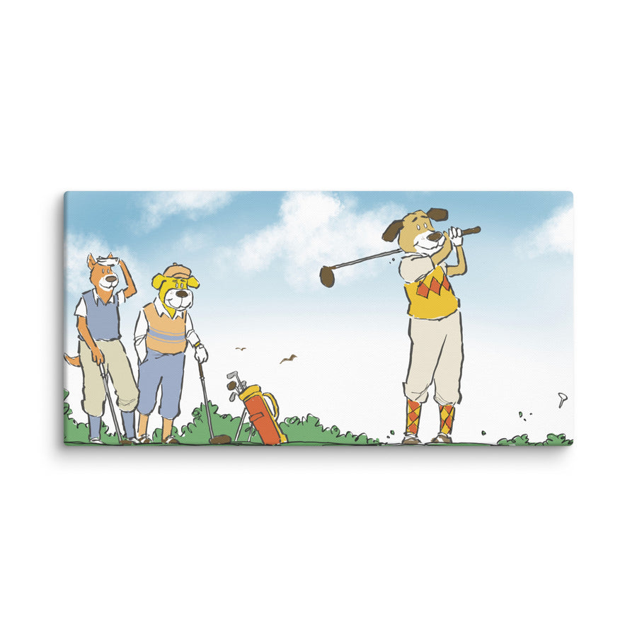 Golfing Dogs Landscape - Canvas