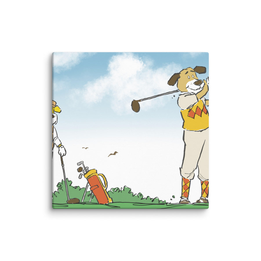 Golfing Dogs Landscape - Canvas