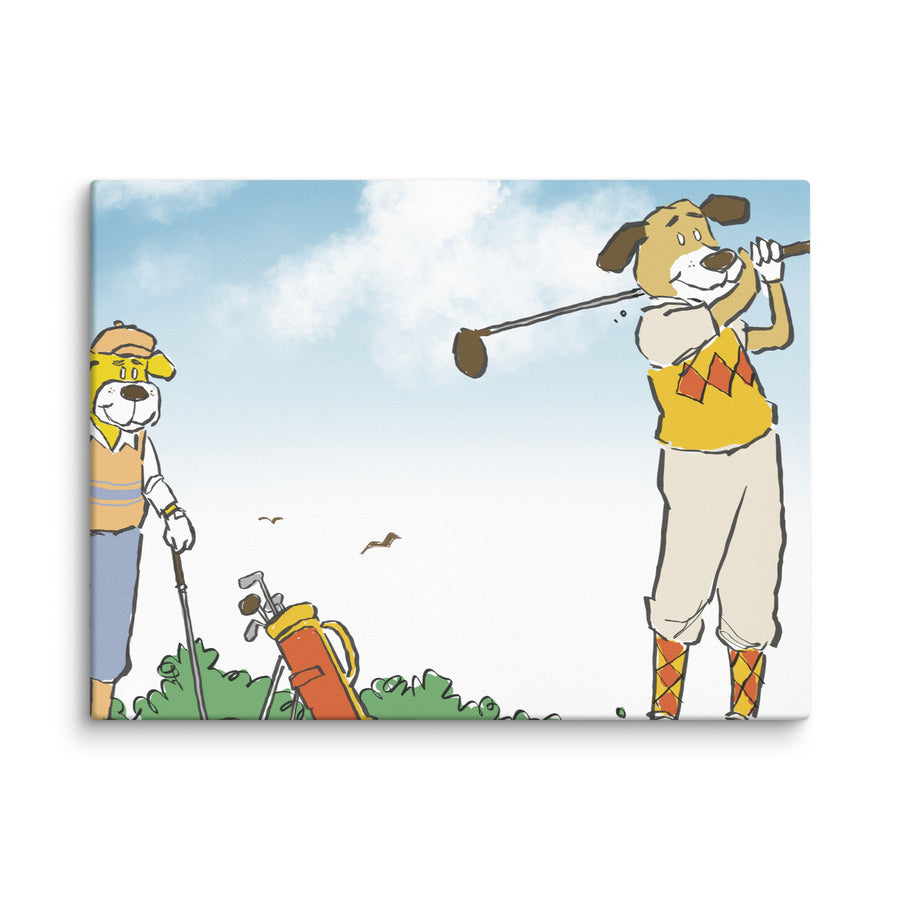 Golfing Dogs Landscape - Canvas