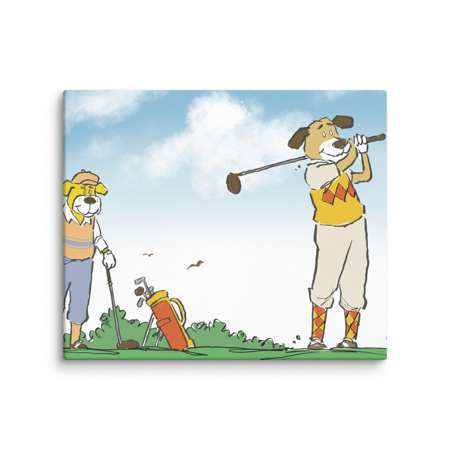 Golfing Dogs Landscape - Canvas