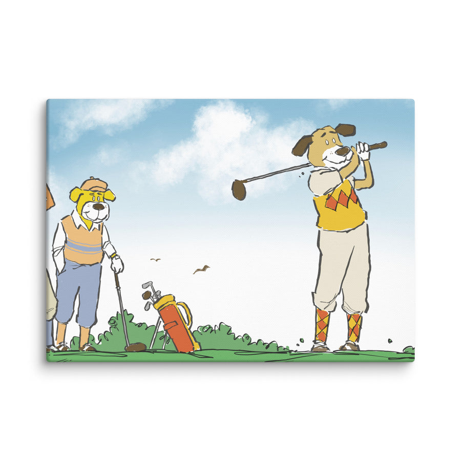 Golfing Dogs Landscape - Canvas