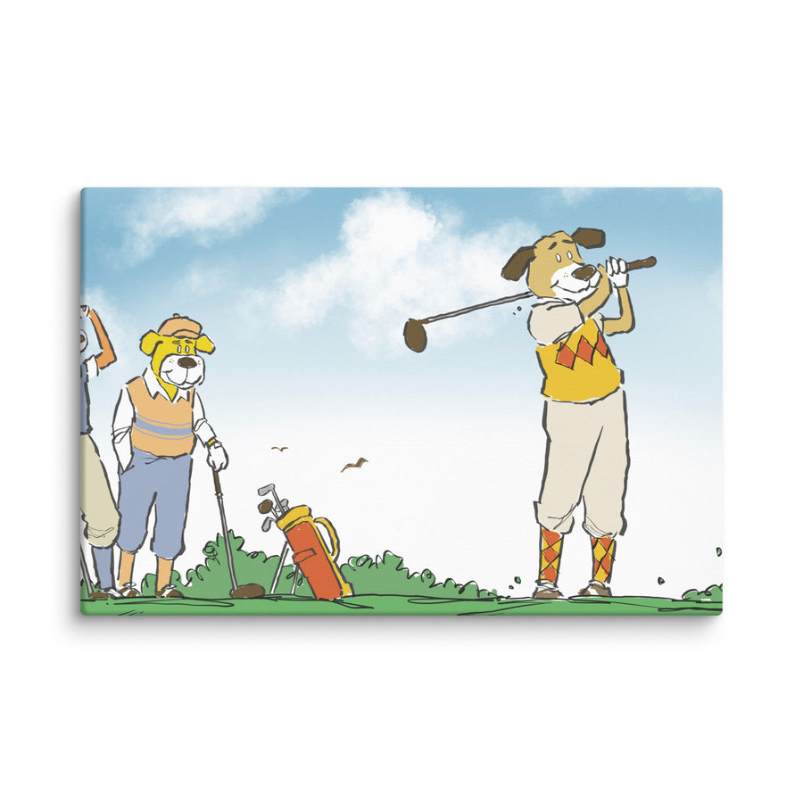 Golfing Dogs Landscape - Canvas