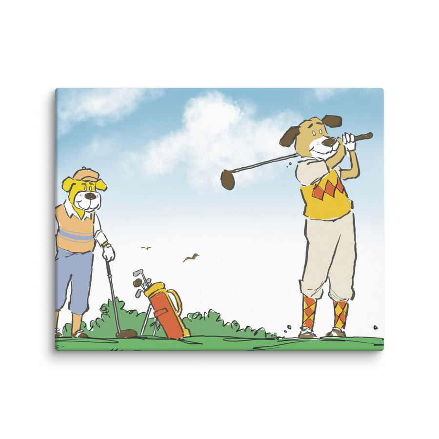 Golfing Dogs Landscape - Canvas