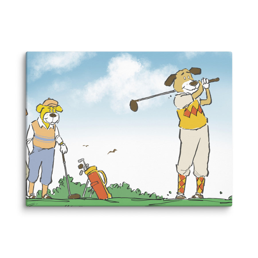 Golfing Dogs Landscape - Canvas