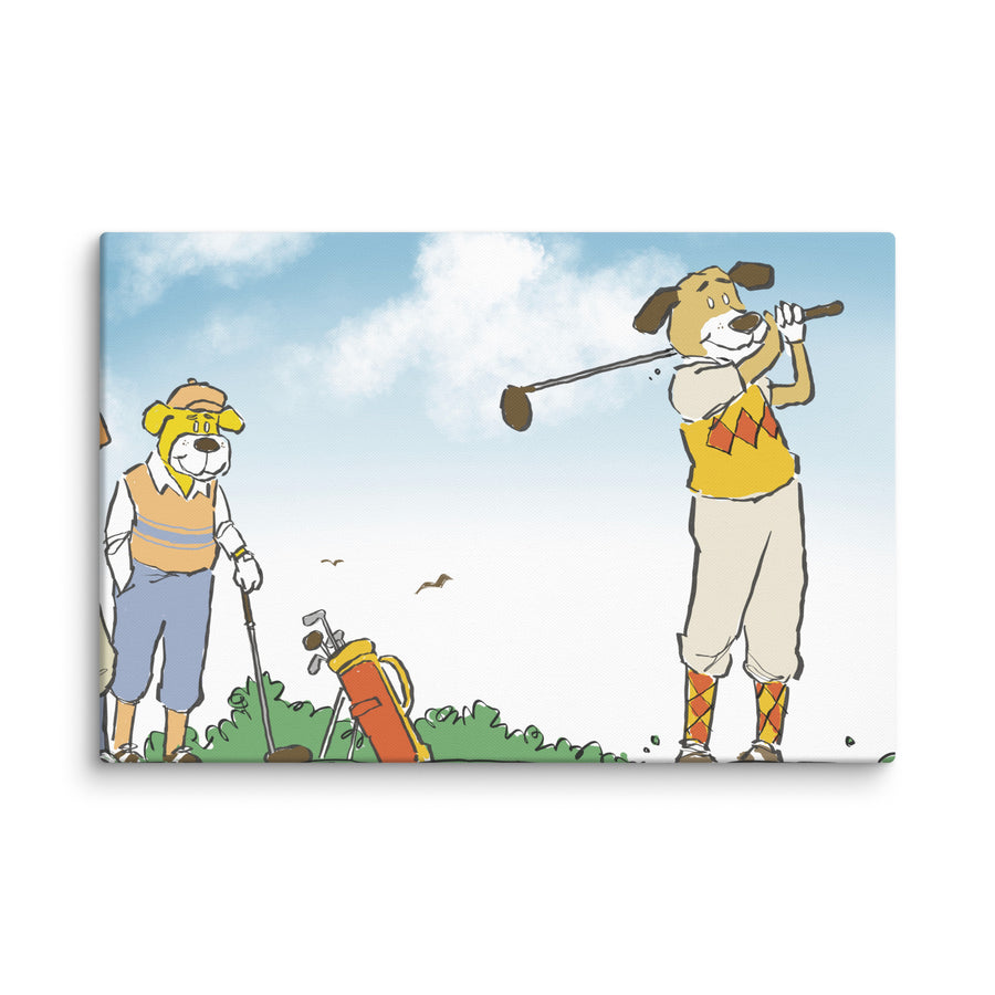 Golfing Dogs Landscape - Canvas