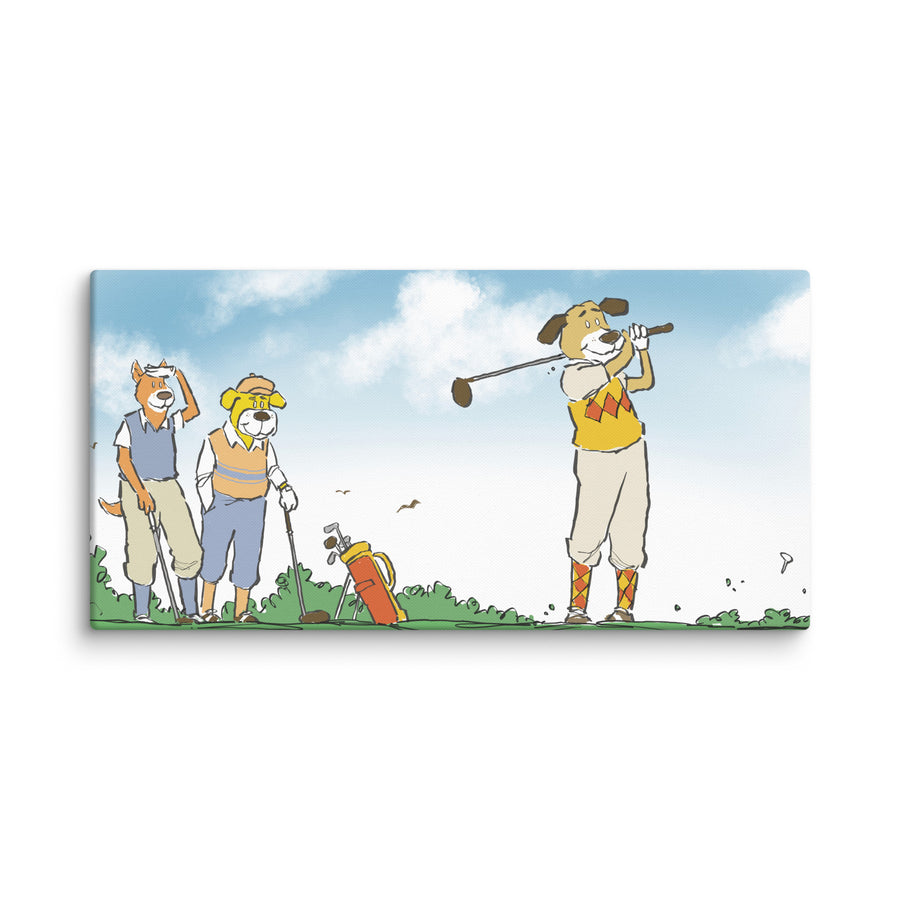 Golfing Dogs Landscape - Canvas