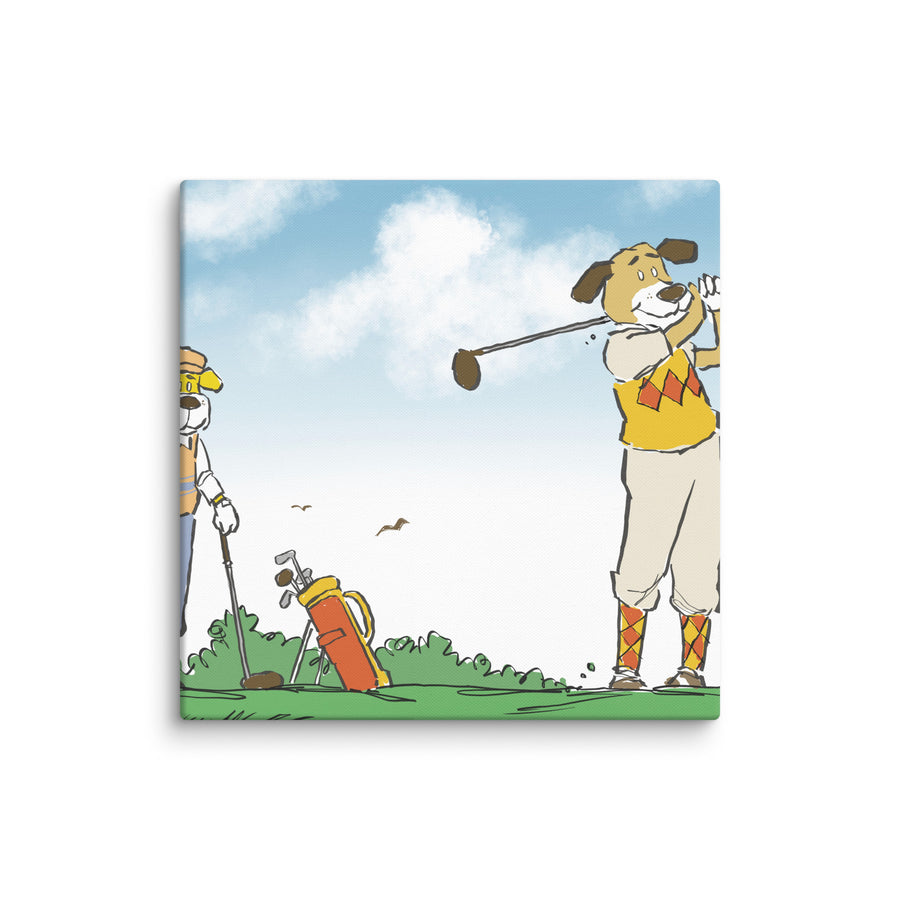 Golfing Dogs Landscape - Canvas