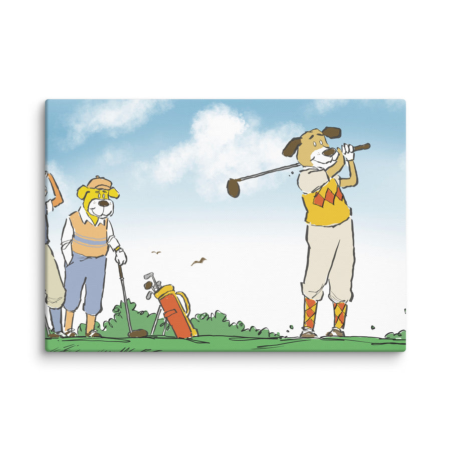 Golfing Dogs Landscape - Canvas