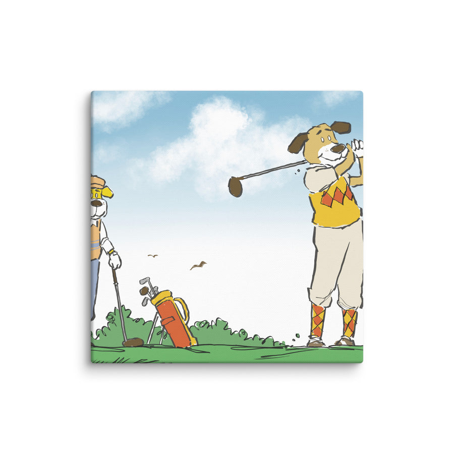 Golfing Dogs Landscape - Canvas