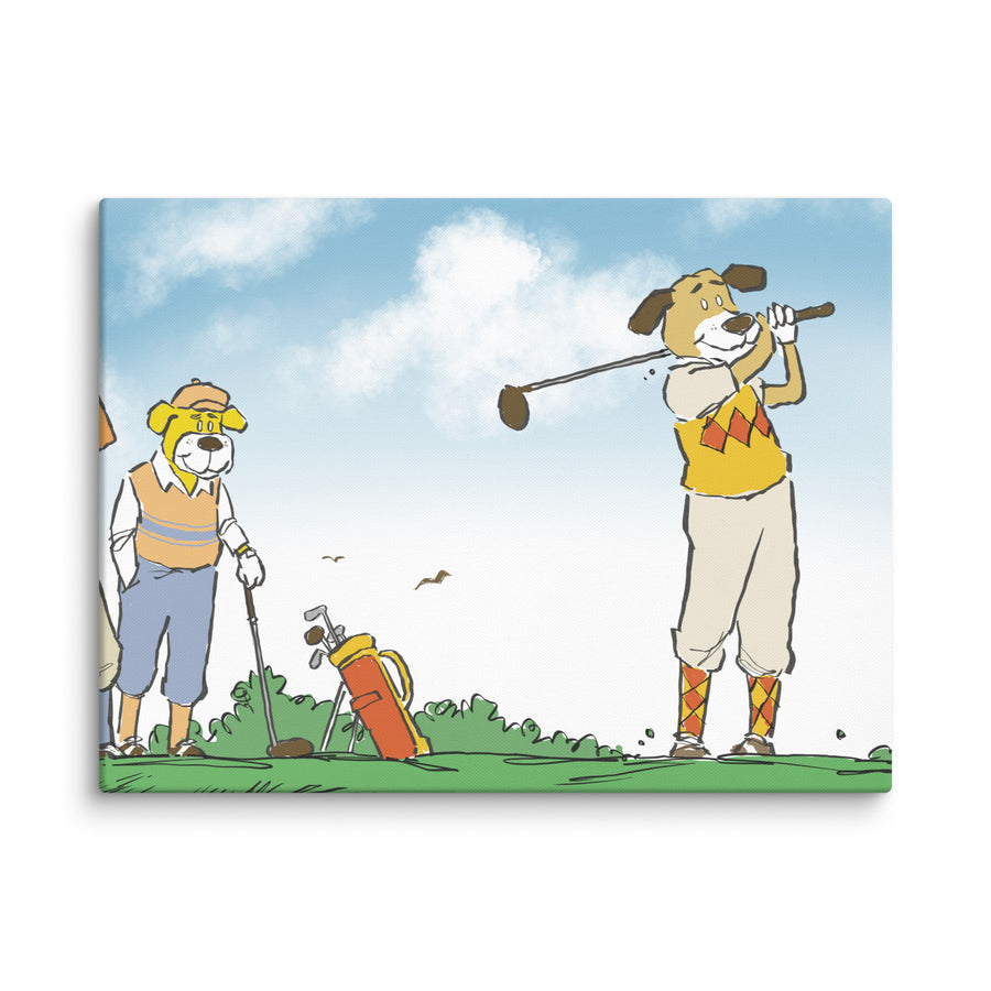 Golfing Dogs Landscape - Canvas