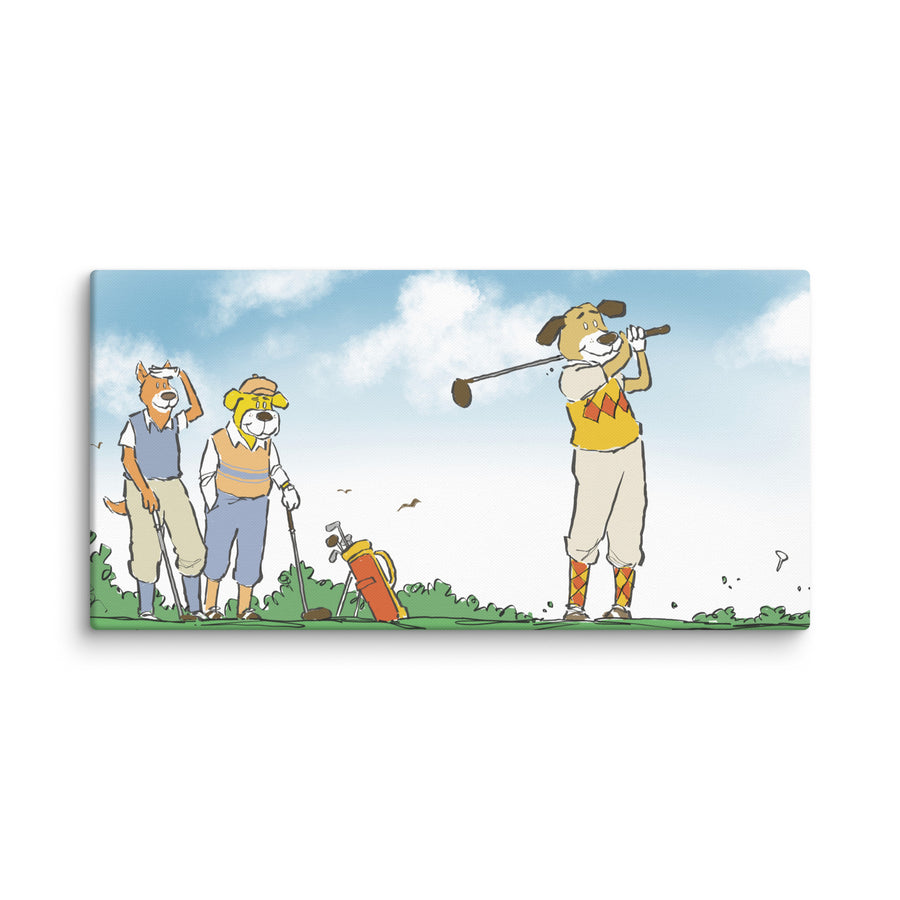 Golfing Dogs Landscape - Canvas