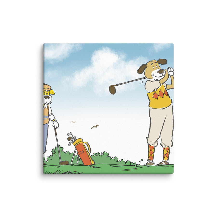 Golfing Dogs Landscape - Canvas