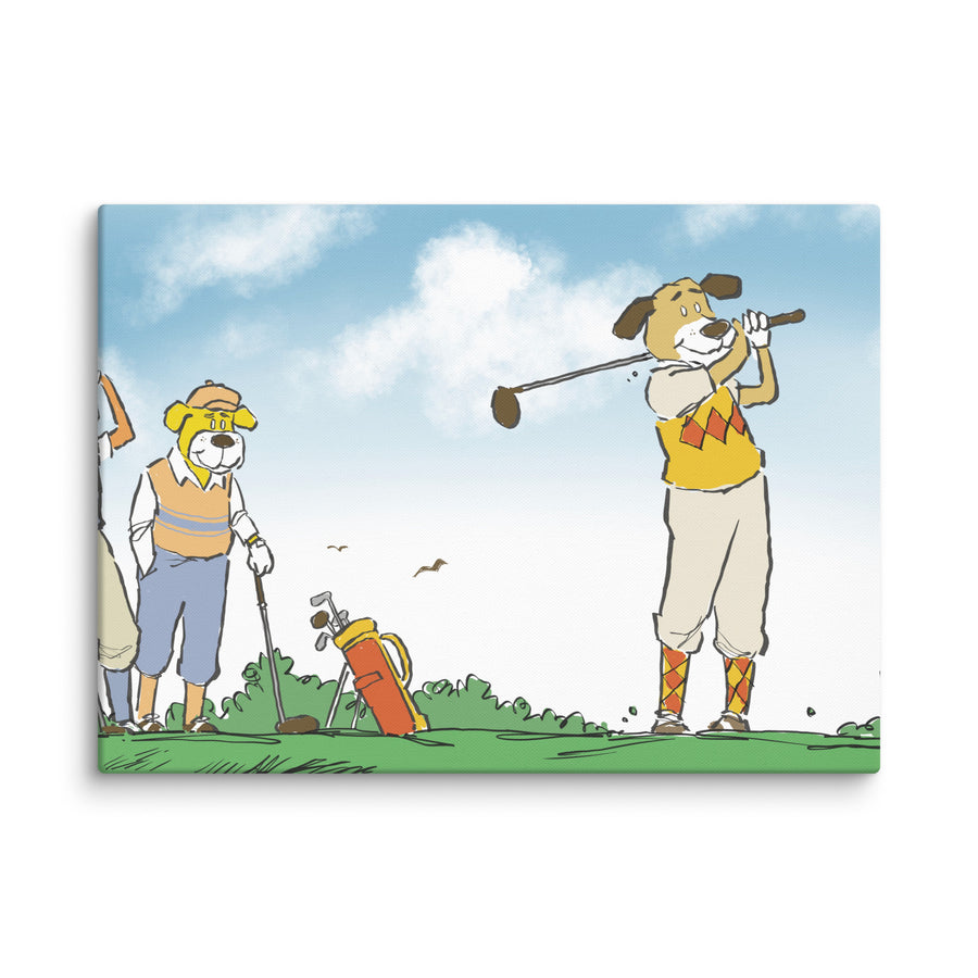 Golfing Dogs Landscape - Canvas