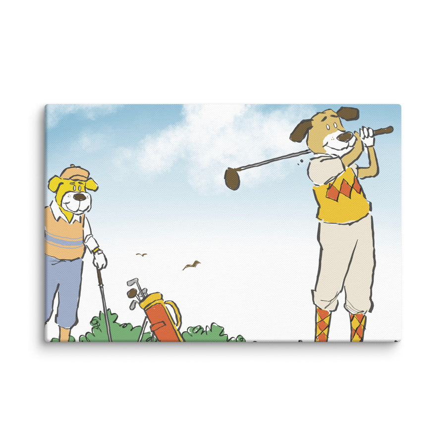 Golfing Dogs Landscape - Canvas