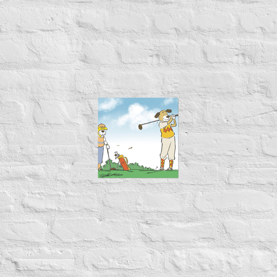 Golfing Dogs Landscape - Poster