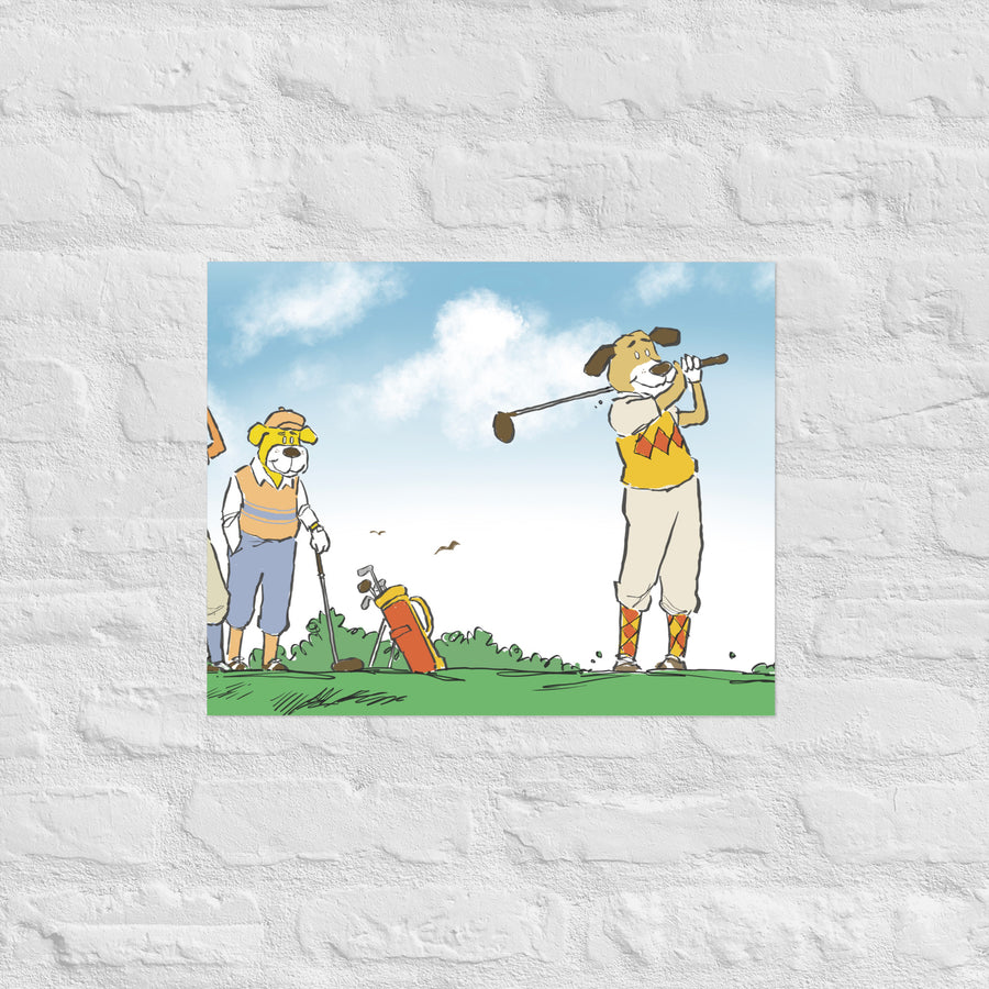 Golfing Dogs Landscape - Poster