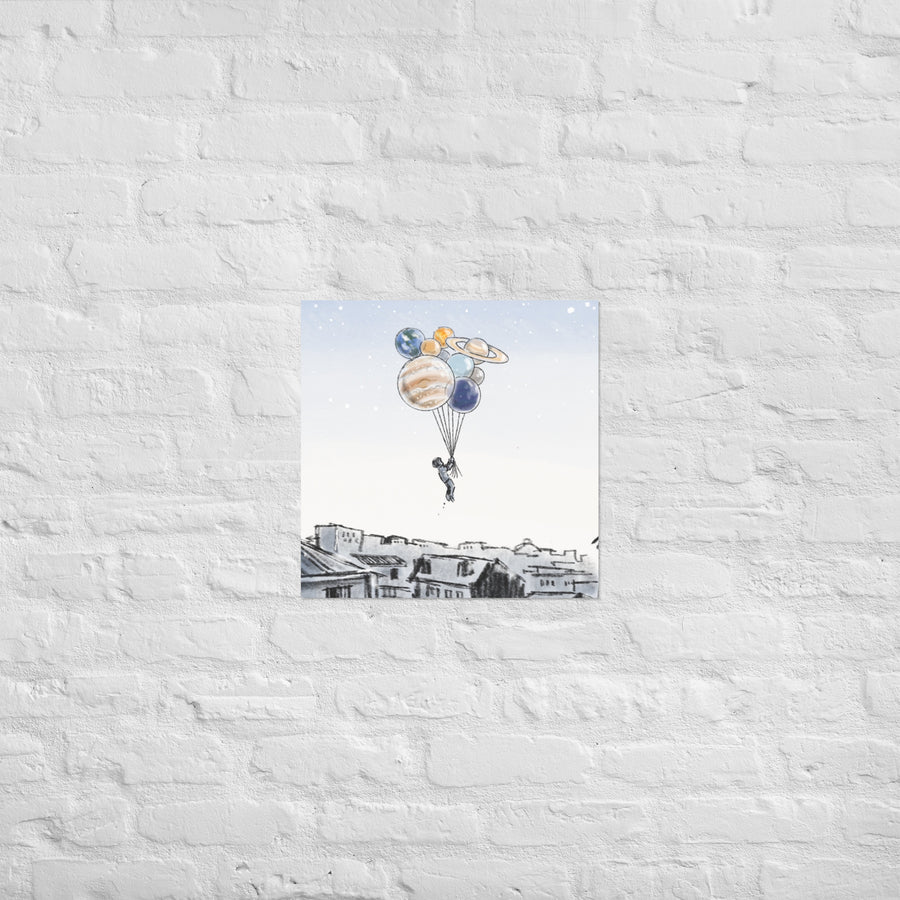 Balloon Planets Landscape - Poster