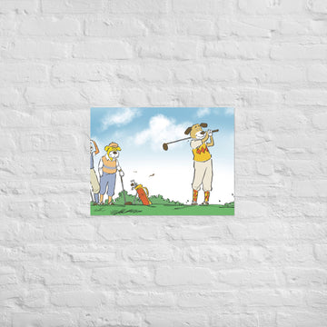 Golfing Dogs Landscape - Poster