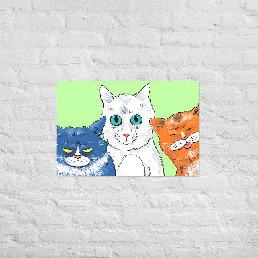 Funny Cats Landscape - Poster