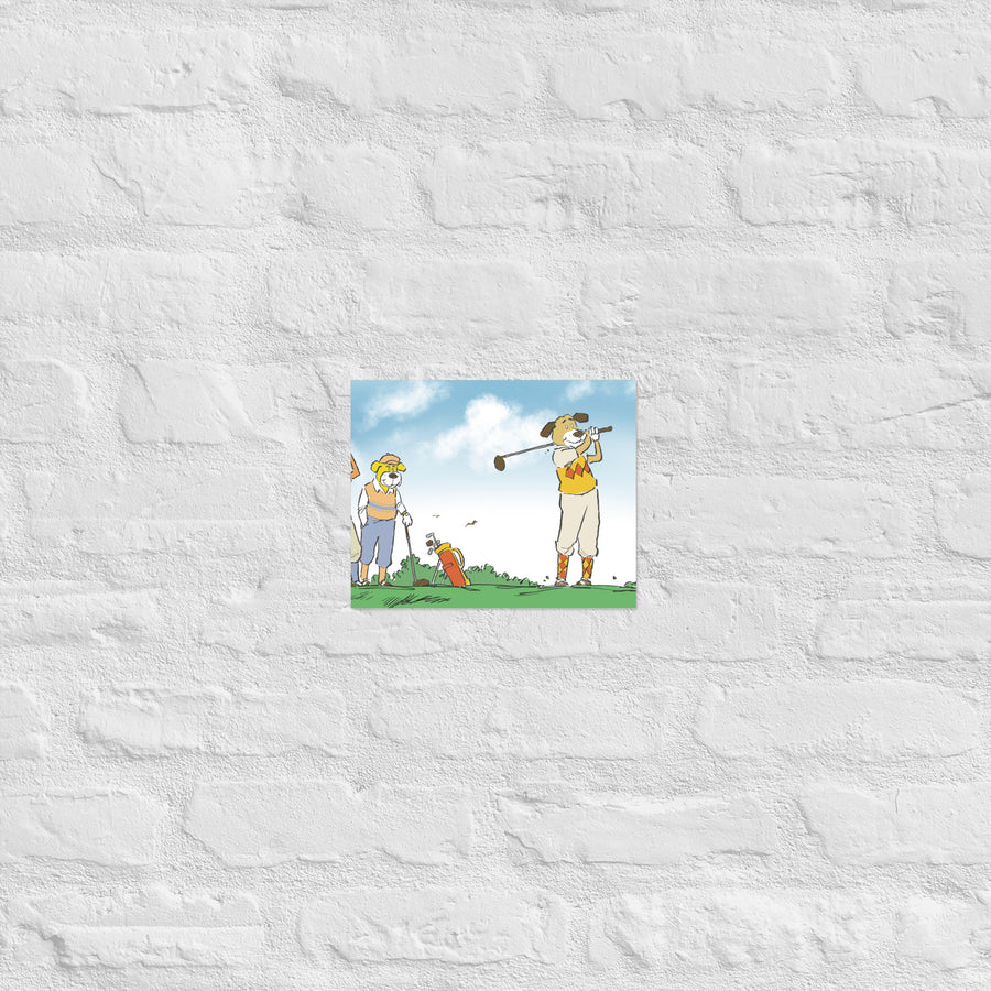 Golfing Dogs Landscape - Poster