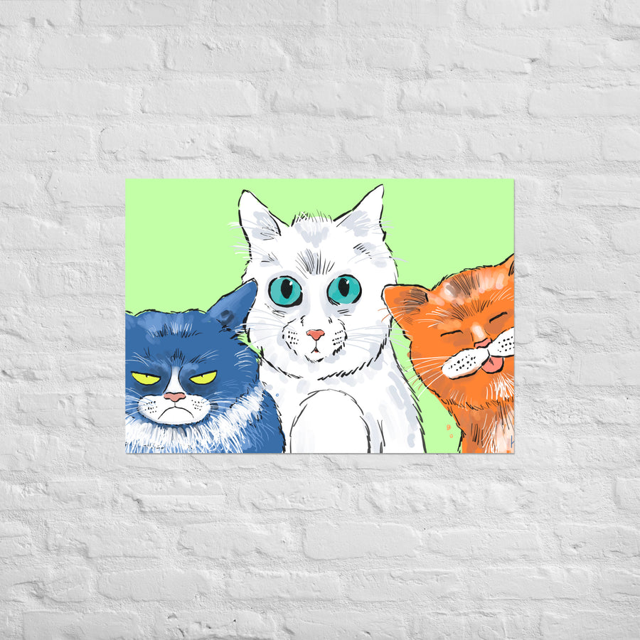 Funny Cats Landscape - Poster