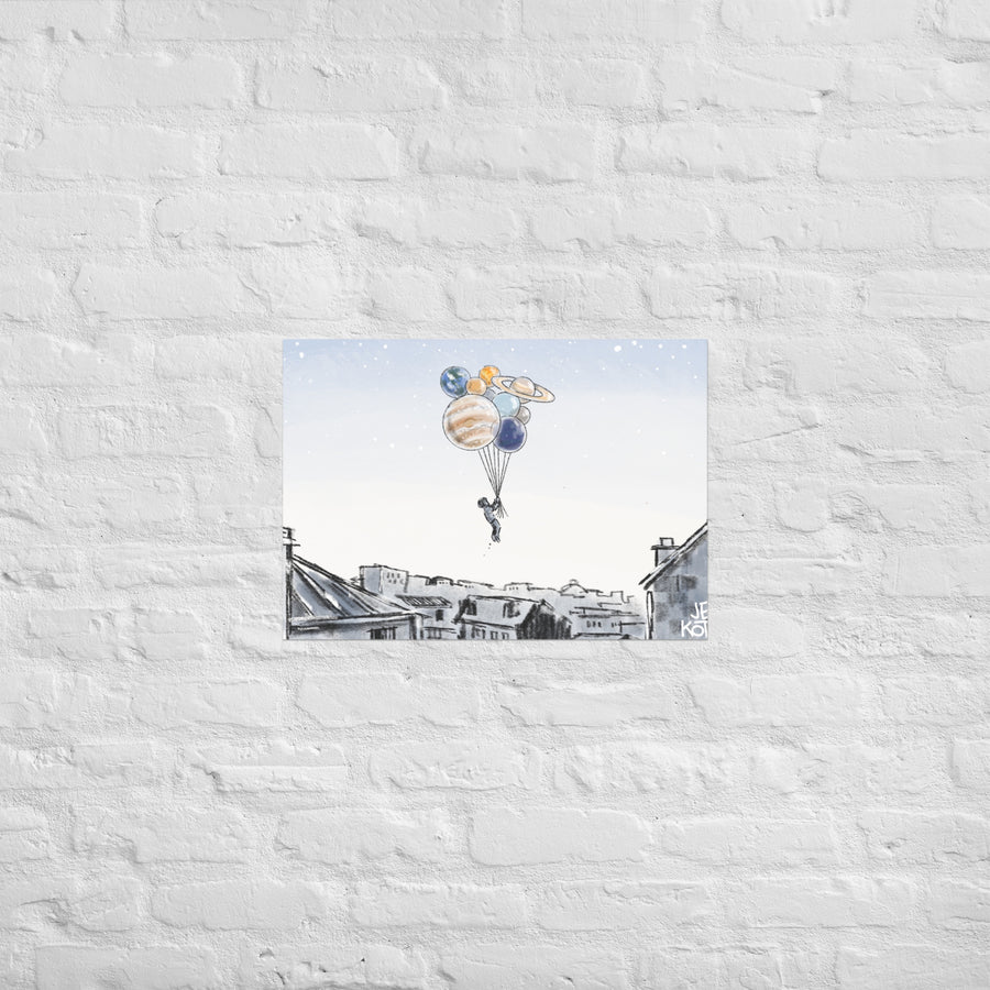 Balloon Planets Landscape - Poster