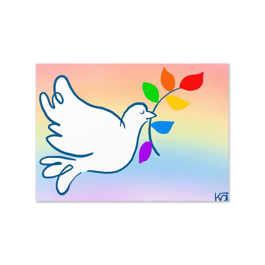 Rainbow Dove Landscape - Greeting Card