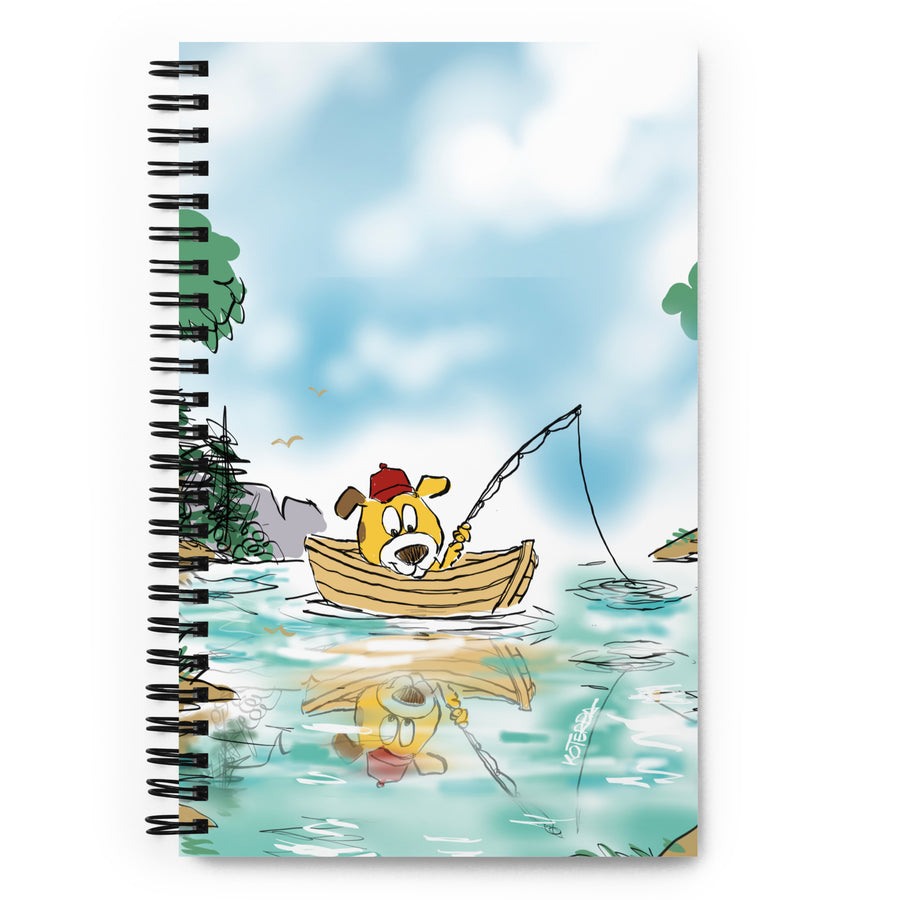 Dog Gone Fishing Portrait - Spiral Notebook