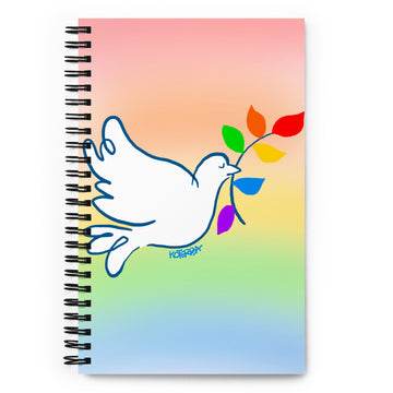 Rainbow Dove Portrait - Spiral Notebook